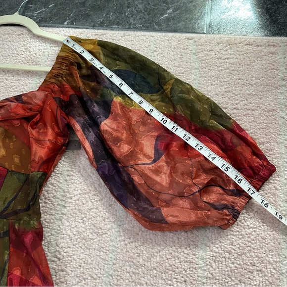 NWT HutchTwist Front Puff Sleeve Elegant Multicolor Women's Midi Dress SZ Small - Picture 16 of 16